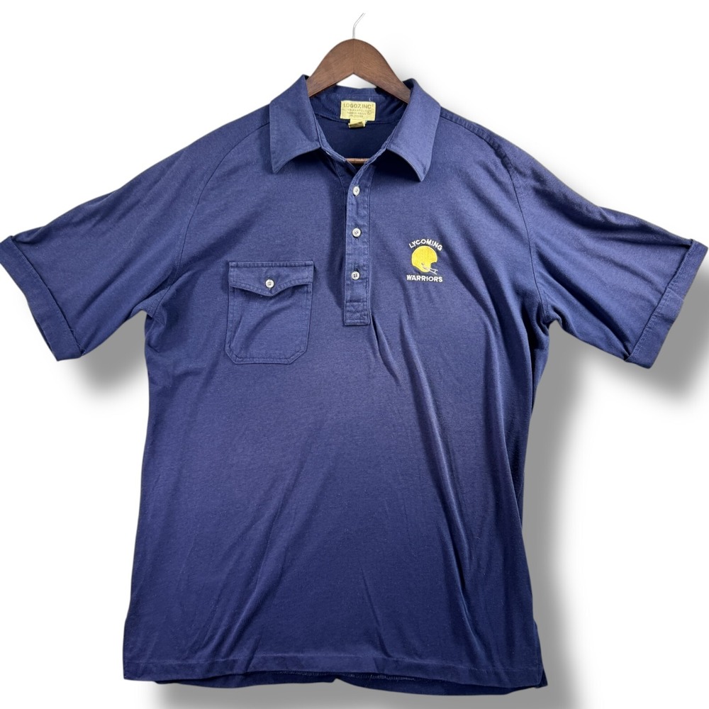 Logo7 Lycoming Warriors Men Golf Polo Shirt XL Navy Blue Short Sleeve College